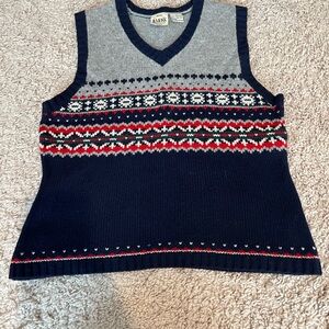 Vintage B. Miss 100% Lambswool Navy and Gray Knit Vest